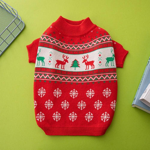Festive Holiday Pet Sweater - Cozy Knitted Wool Christmas Dog Sweater