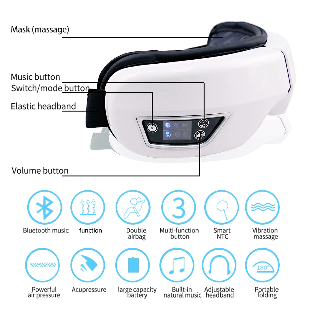 6D Smart Eye Massager Vibration Airbag Compress Eye Care Instrument