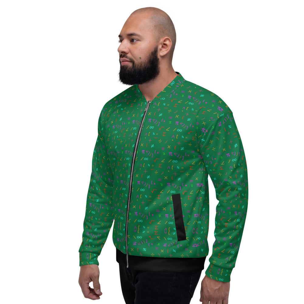 Bomber Jacket for Men - Green Math Equations Pattern