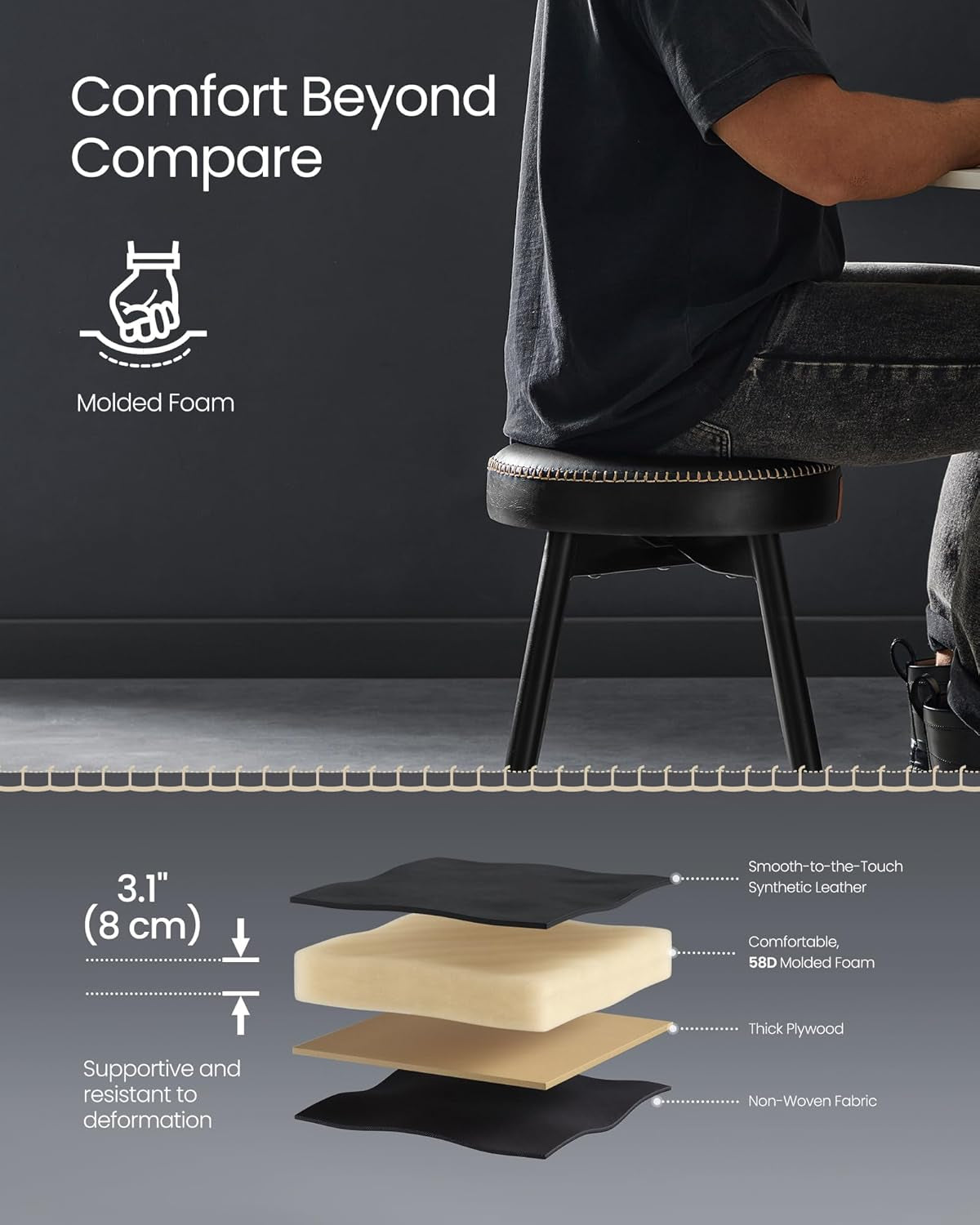 EKHO Collection - Dining Chairs Stools Set of 2, Upholstered Kitchen