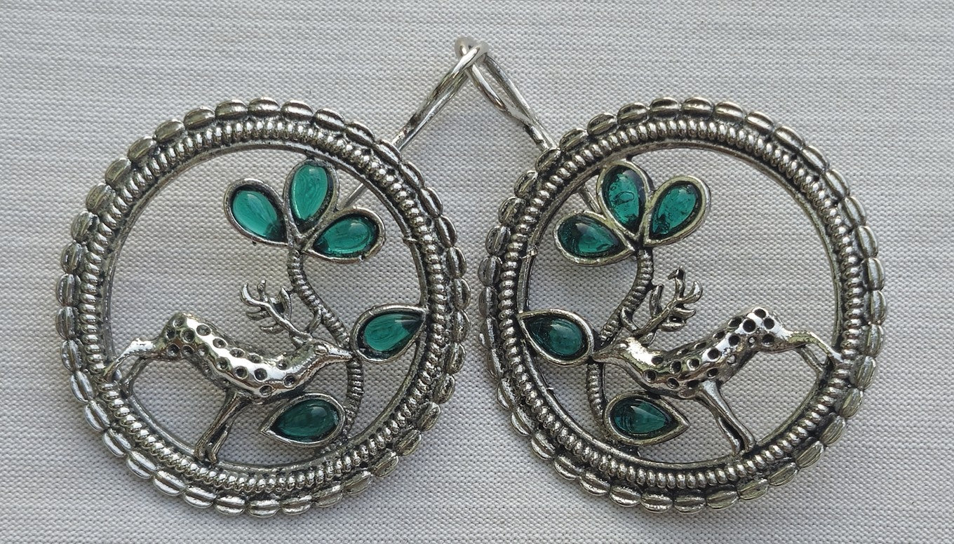 Brass Silver Oxidised Plating Earring-D01