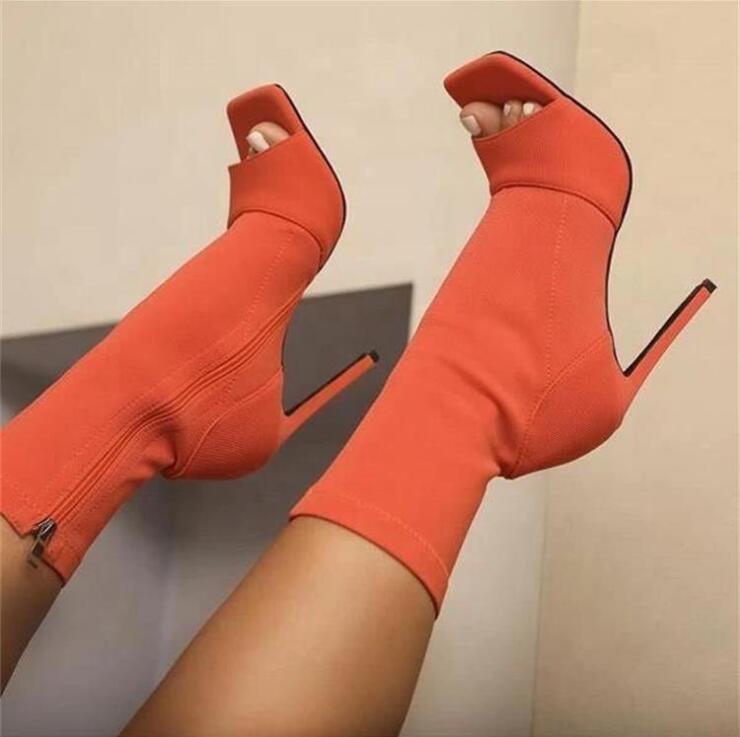 Fish mouth women's boots autumn fashion solid color winter red khaki