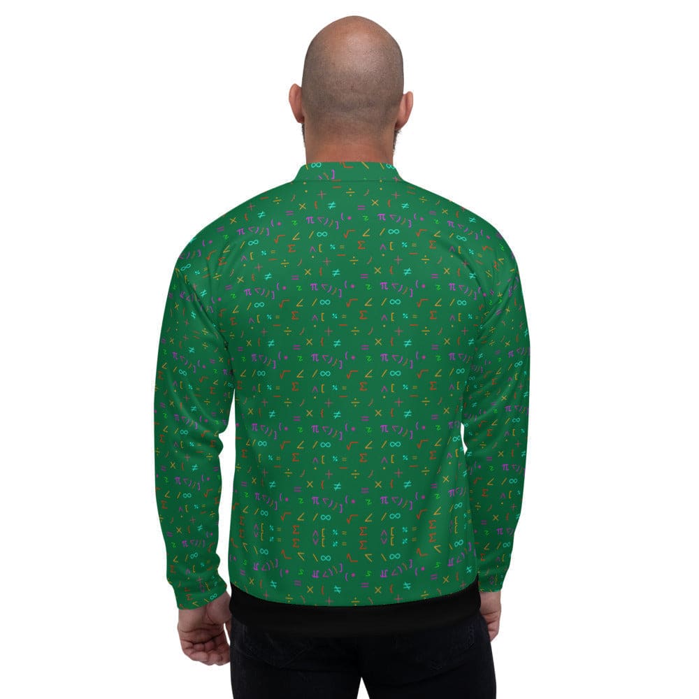 Bomber Jacket for Men - Green Math Equations Pattern