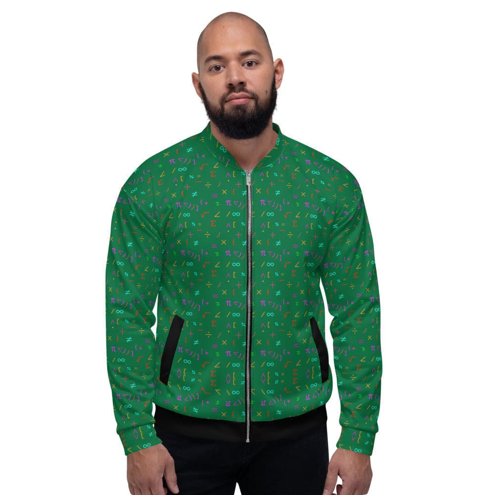 Bomber Jacket for Men - Green Math Equations Pattern