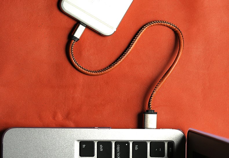 Leather Keychain Lightning Cable