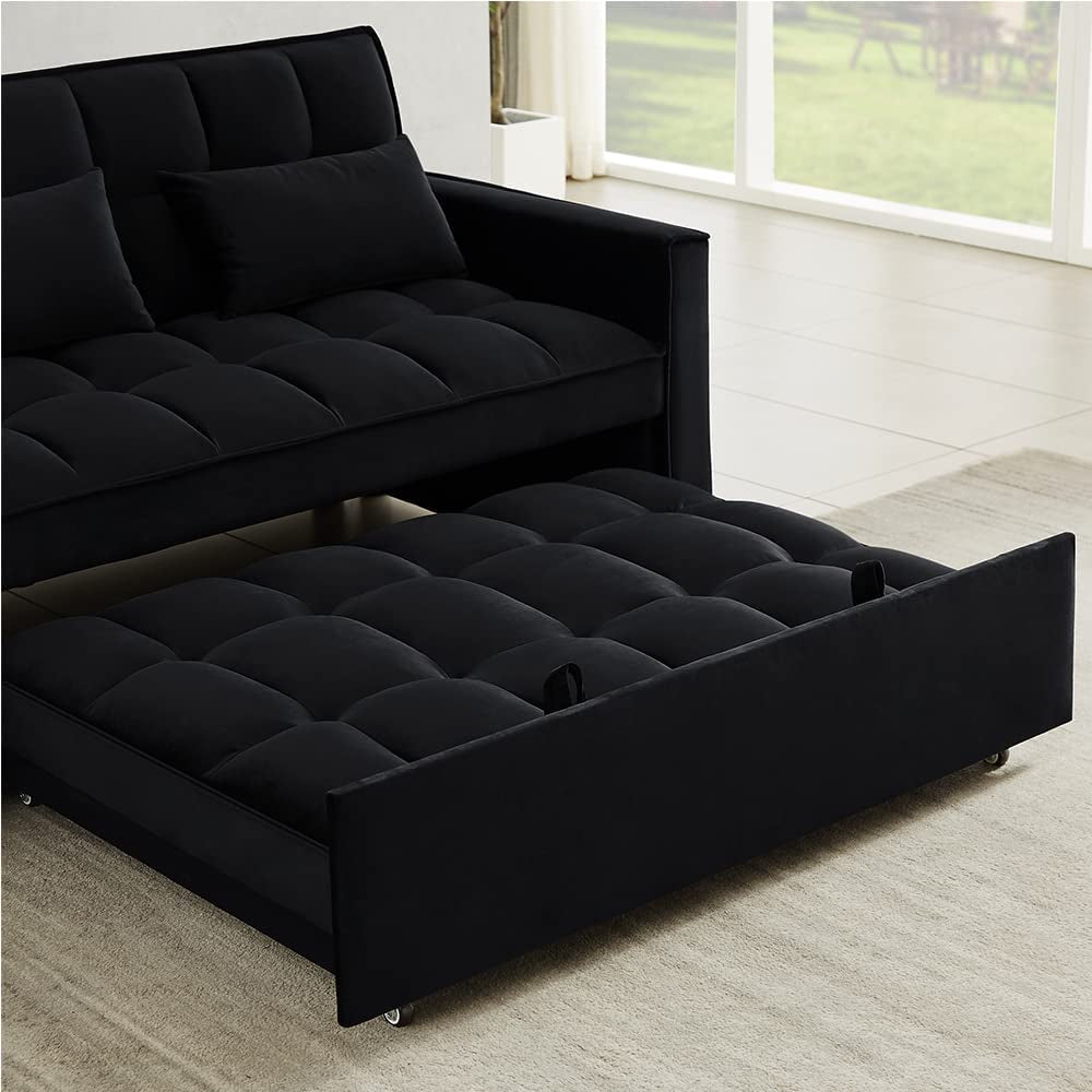 Velvet Sofa Bed with Adjustable Pull Out