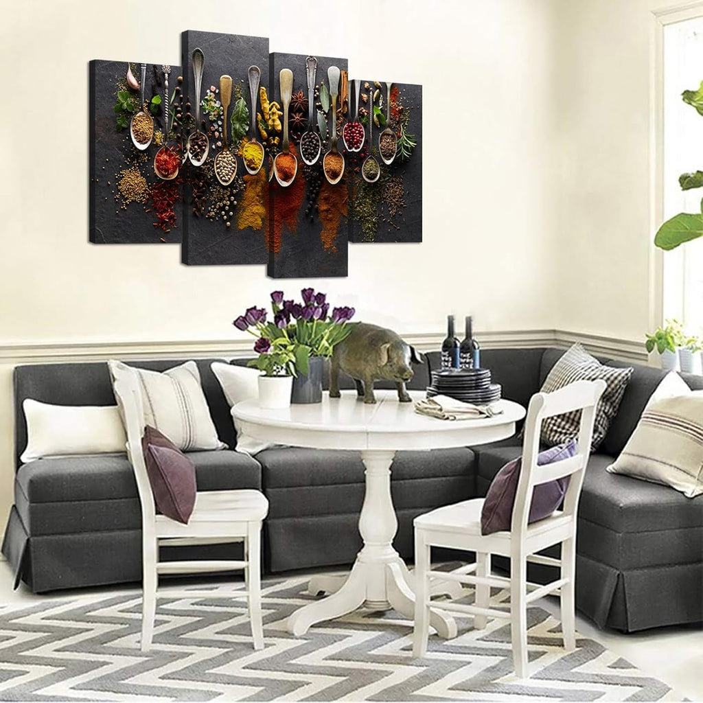 Spice Spoon Canvas Art: Kitchen Food Wall Decor