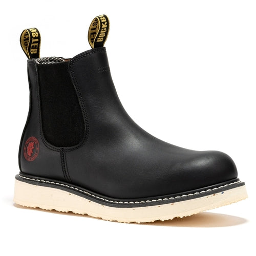ROCKROOSTER Capitola Men's 6 inch Black Steel Toe Wedge Work Boots