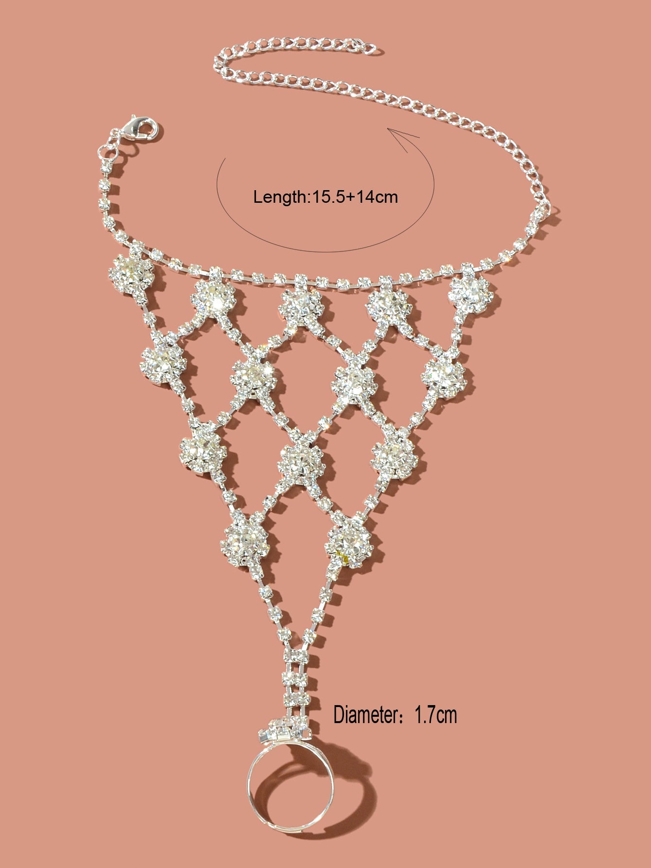 Beach Rhinestone Flower Anklet Barefoot Sandals Silver Foot Chain with