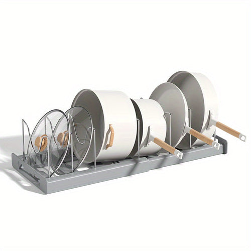 Retractable Pot Rack - Adjustable Kitchen Storage Rack for Pots, Pans,