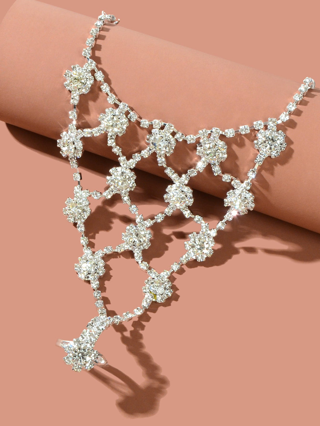 Beach Rhinestone Flower Anklet Barefoot Sandals Silver Foot Chain with