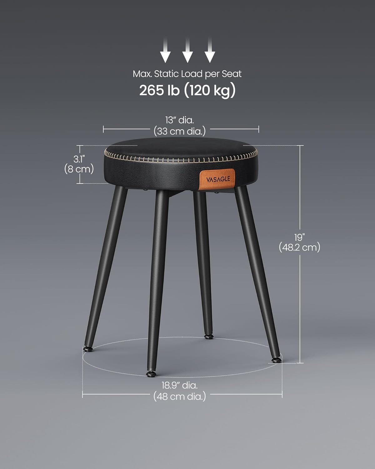 EKHO Collection - Dining Chairs Stools Set of 2, Upholstered Kitchen