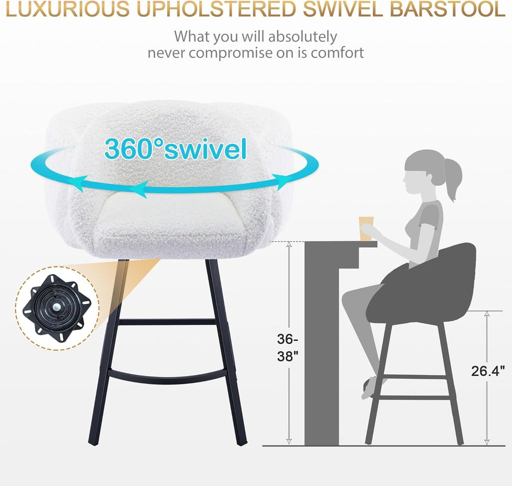 26'' Swivel Counter Stools, Modern Bar Stools for Kitchen Counter,