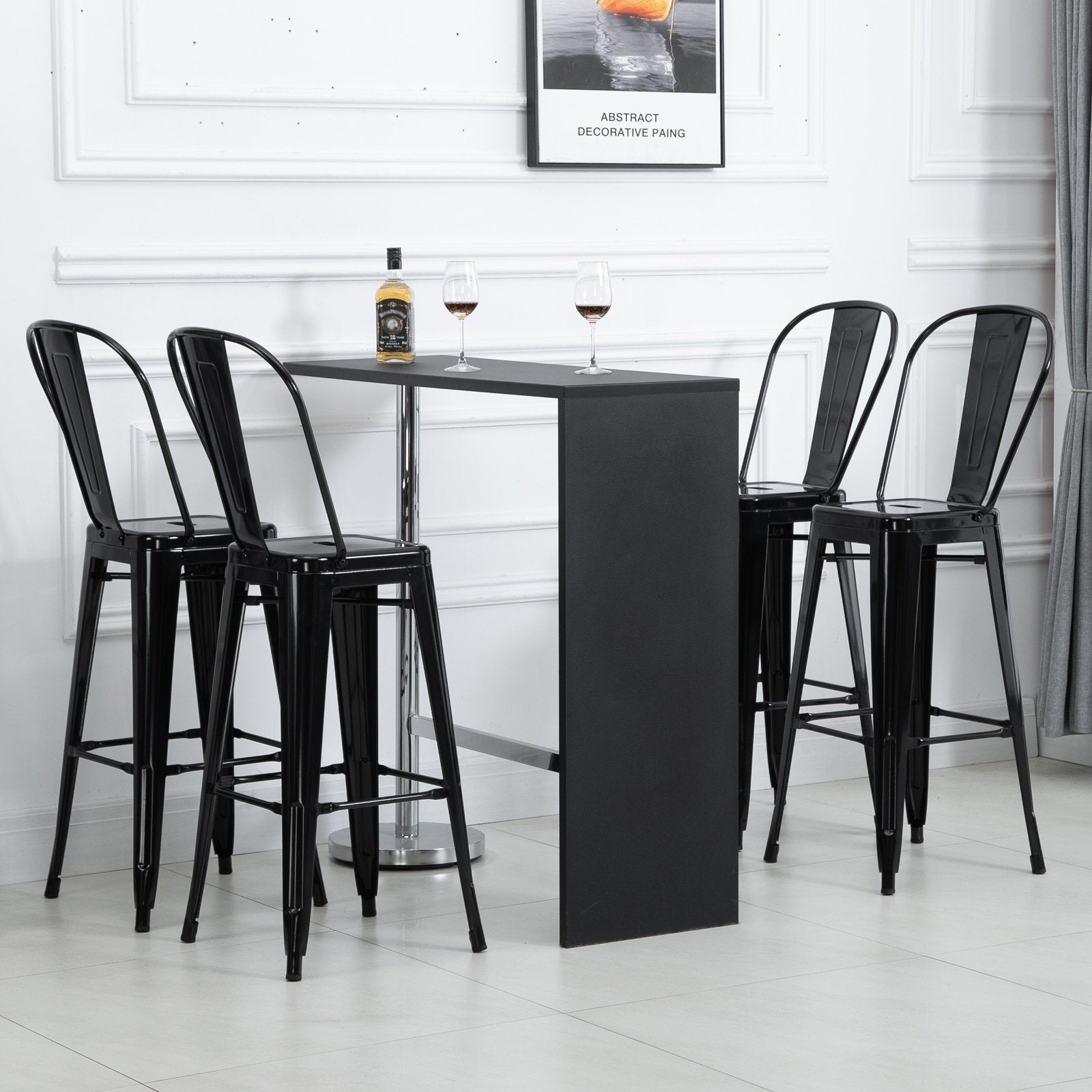 HOMCOM Set of 4 Bar Stools Kitchen Industrial Breakfast Bistro Cafe