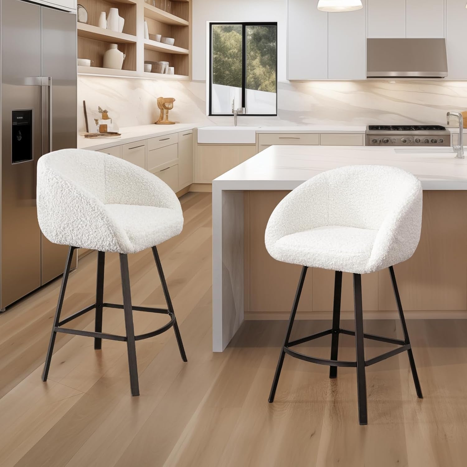 26'' Swivel Counter Stools, Modern Bar Stools for Kitchen Counter,
