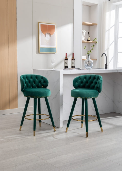 Counter Height Bar Stools Set of 2 for Kitchen Counter Solid Wood Legs