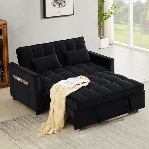Velvet Sofa Bed with Adjustable Pull Out