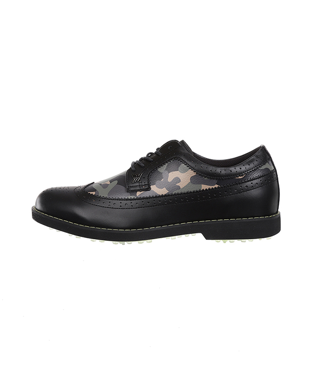 Men's Camo Wingtip Brogue Shoes - Black