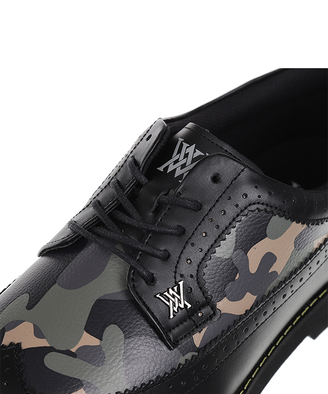 Men's Camo Wingtip Brogue Shoes - Black