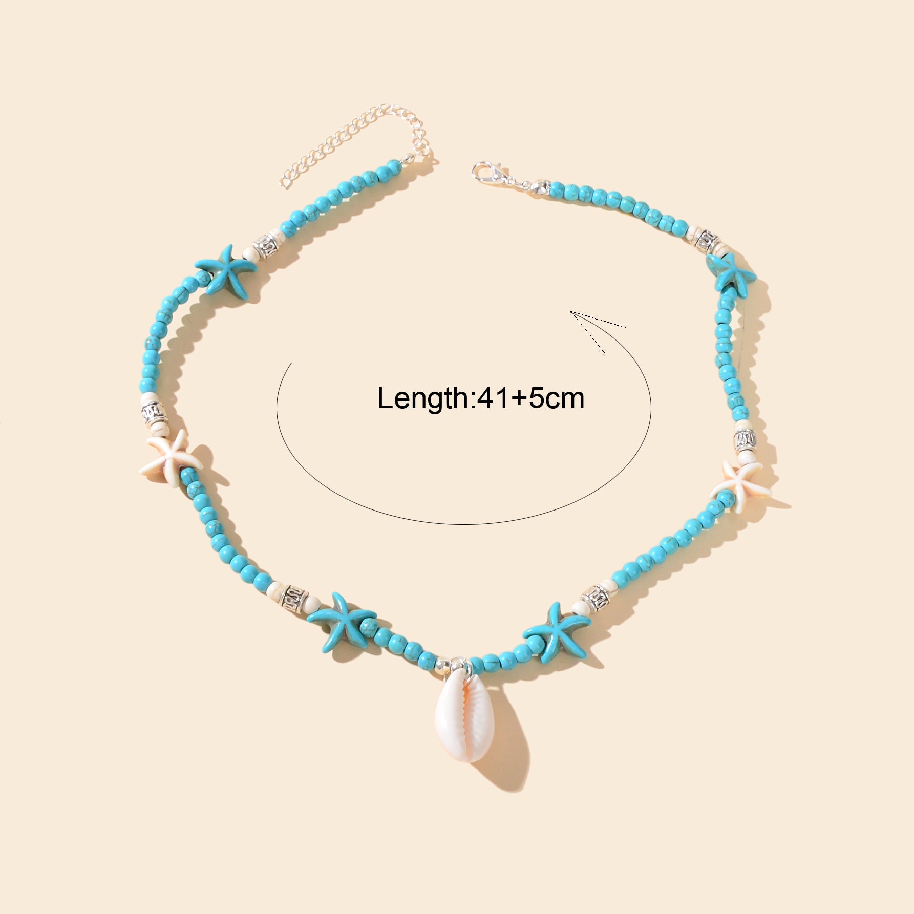 Sweet Jewellery Blue Colour Seed Beads Handmade Starfish Collar Short