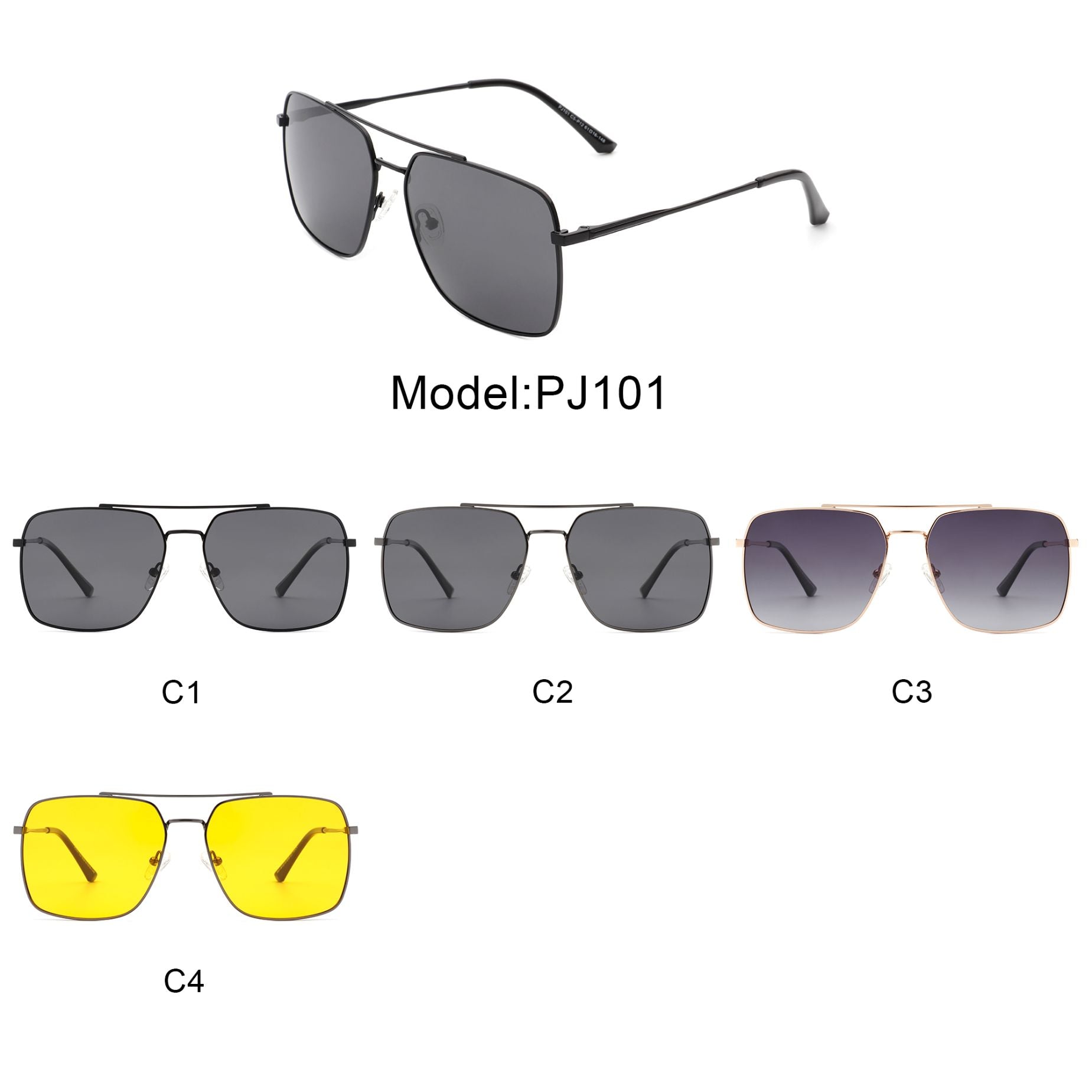 ZURI | Men Classic Square Retro Metal Tinted Sunglasses