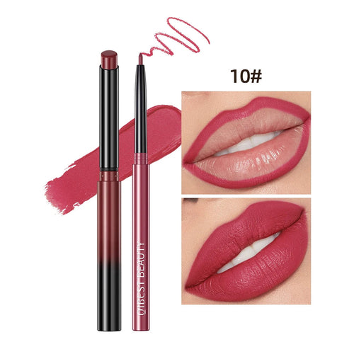 QIBEST 2pcs Lipstick Lipliner Pen Set Matte Nude Lip Liner Pencil