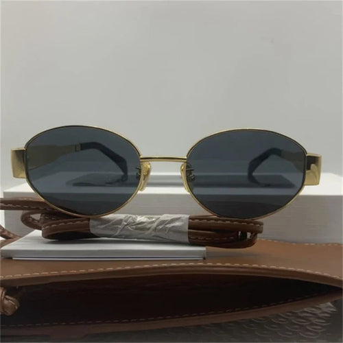 Gold Metal Frame Oval  Small  Sunglasses
