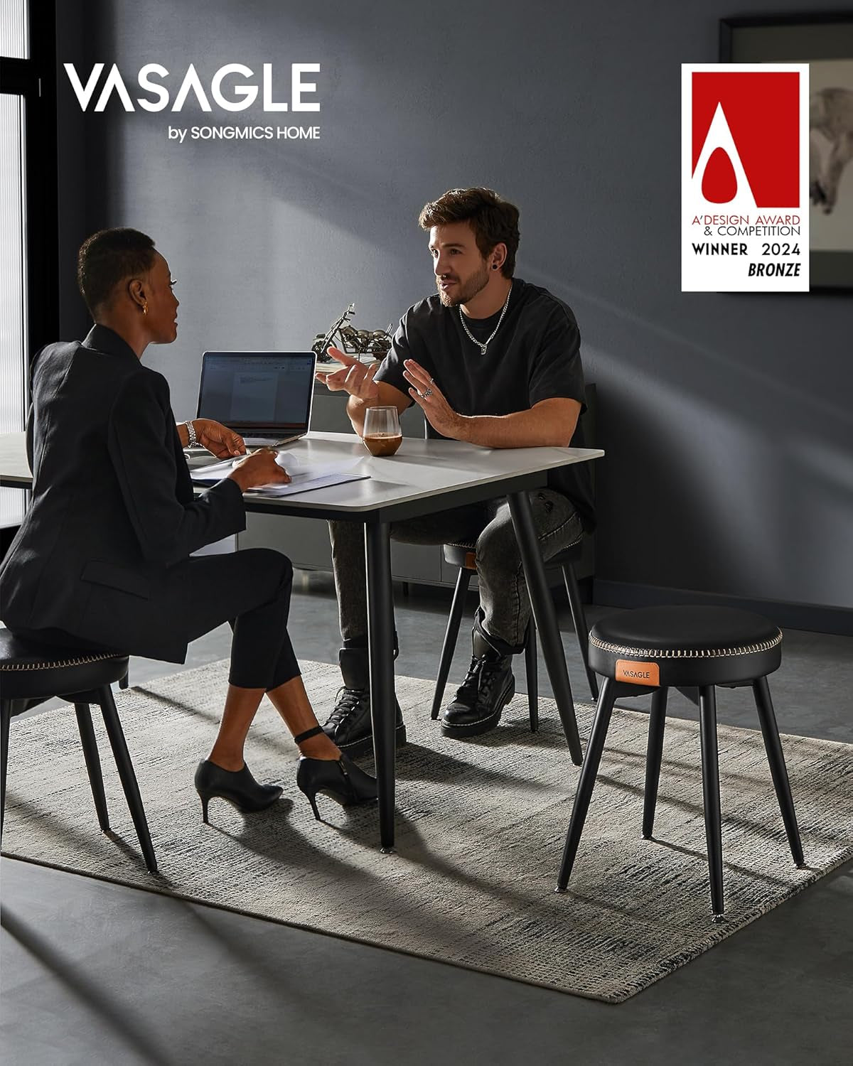 EKHO Collection - Dining Chairs Stools Set of 2, Upholstered Kitchen