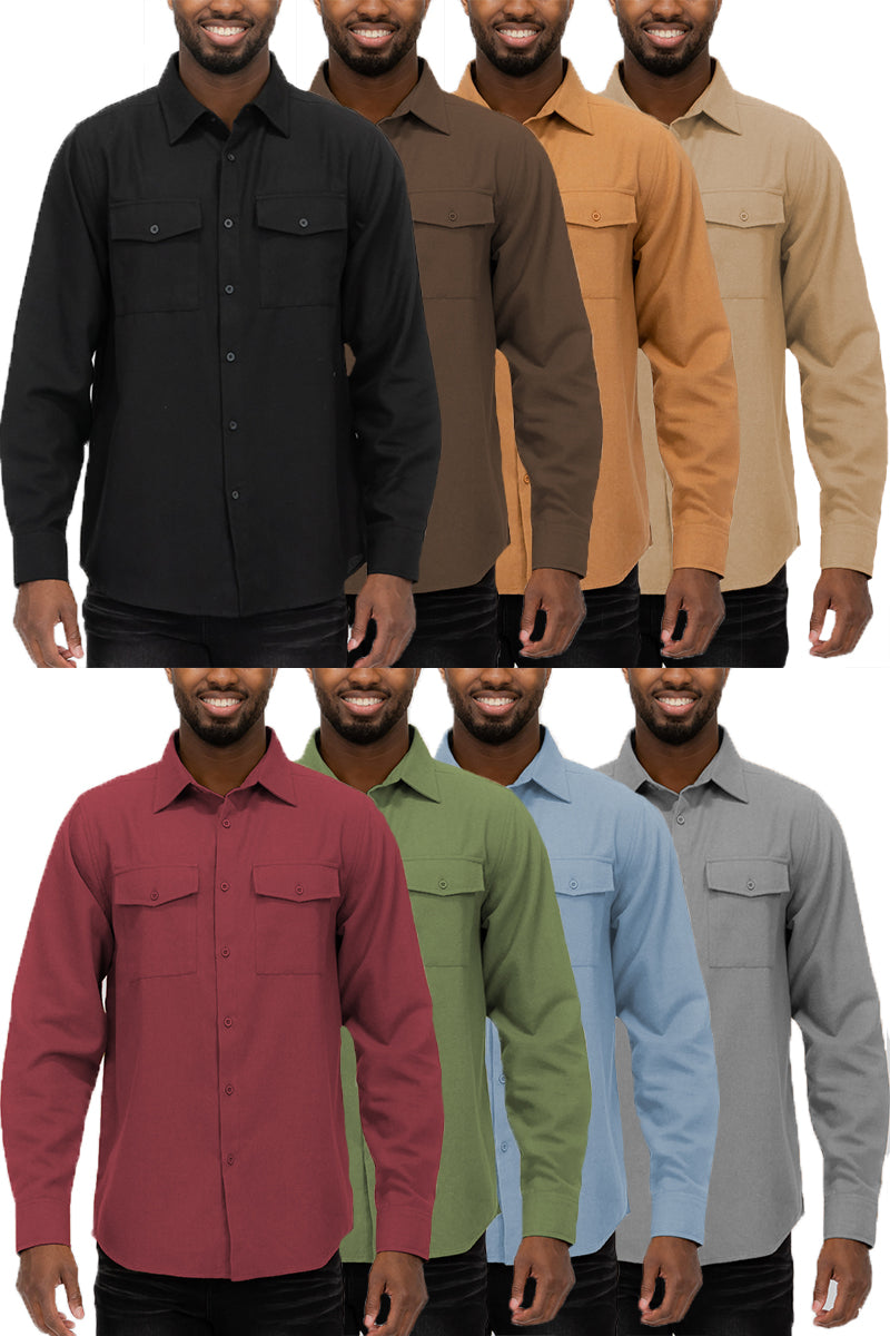 Plain Staple Plaid Brushed Flannel Shirt Jacket Shacket FL201