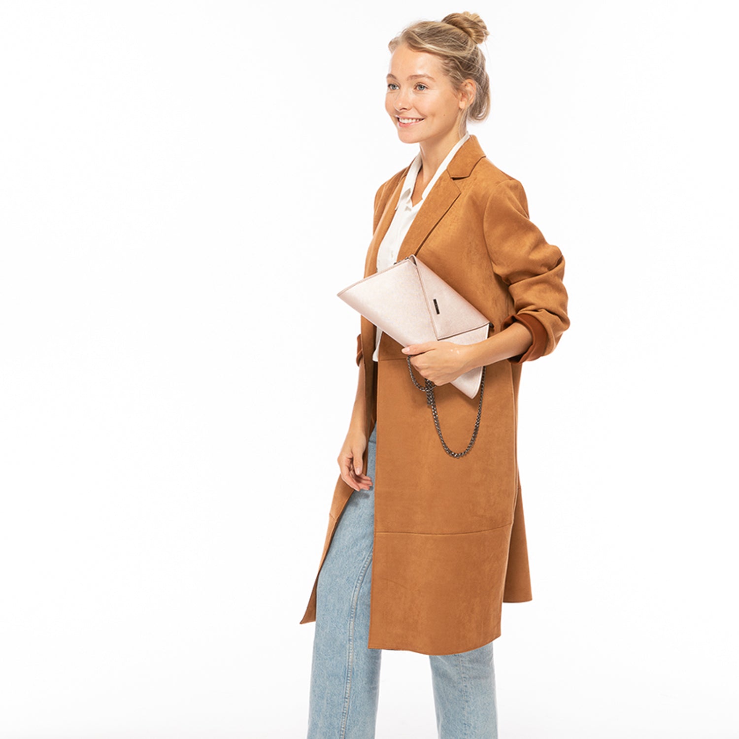 Rose Gold Metallic Leather Clutch Bag Unique Evening Purse Women's