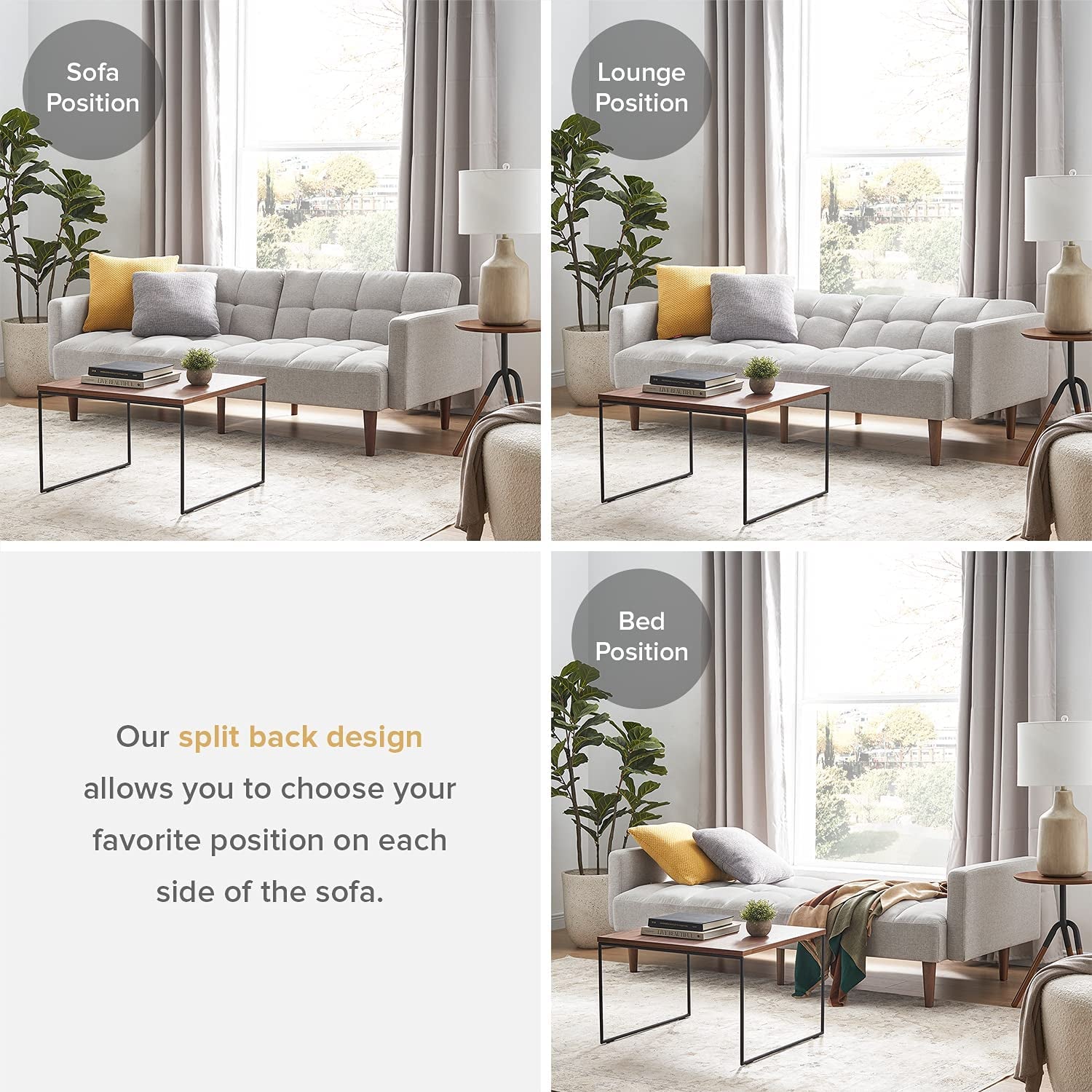 Gray Fabric Twin Futon Sofa Bed with Arms