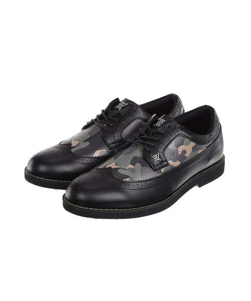 Men's Camo Wingtip Brogue Shoes - Black