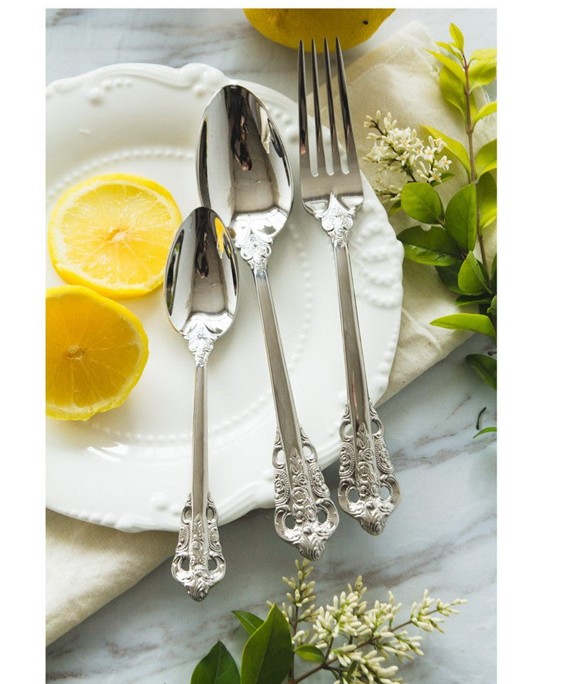 Tableware 304 Stainless Steel Retro Relief Silver