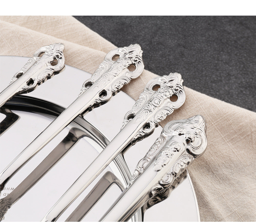 Tableware 304 Stainless Steel Retro Relief Silver