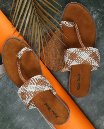 Retro Walk Textured One Toe Flats(Color-Tan)(Size-Euro-41)