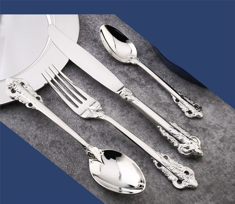 Tableware 304 Stainless Steel Retro Relief Silver