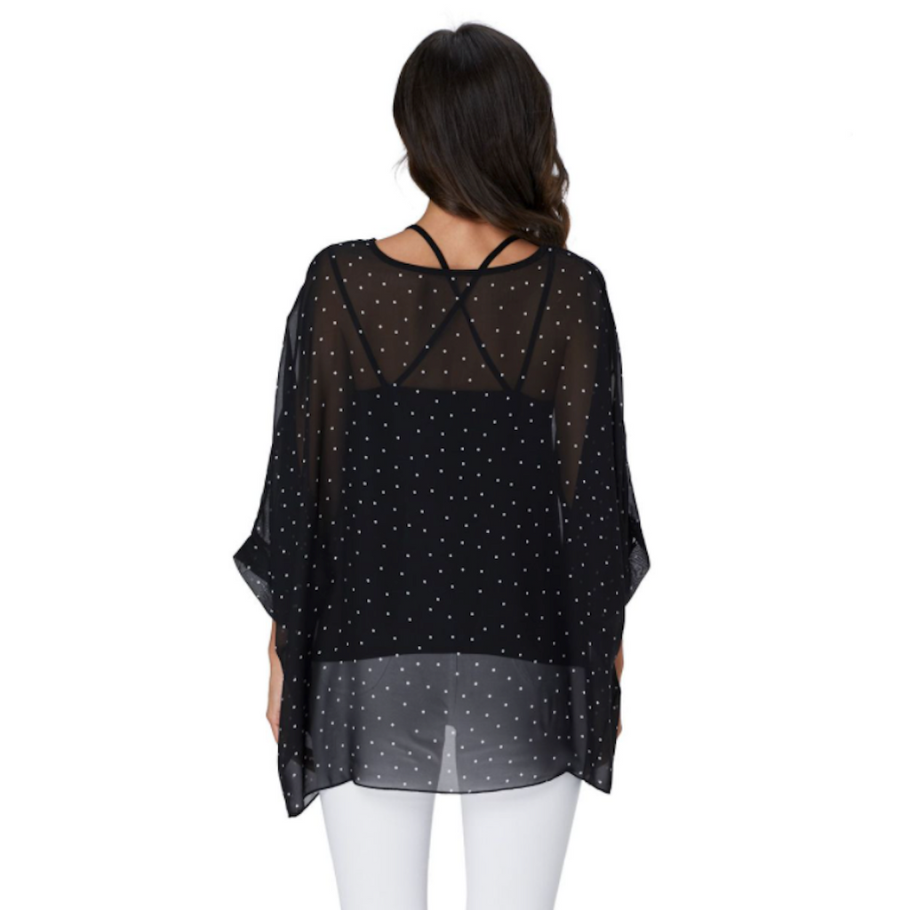Womens Polkadot Chiffon Tunic Top