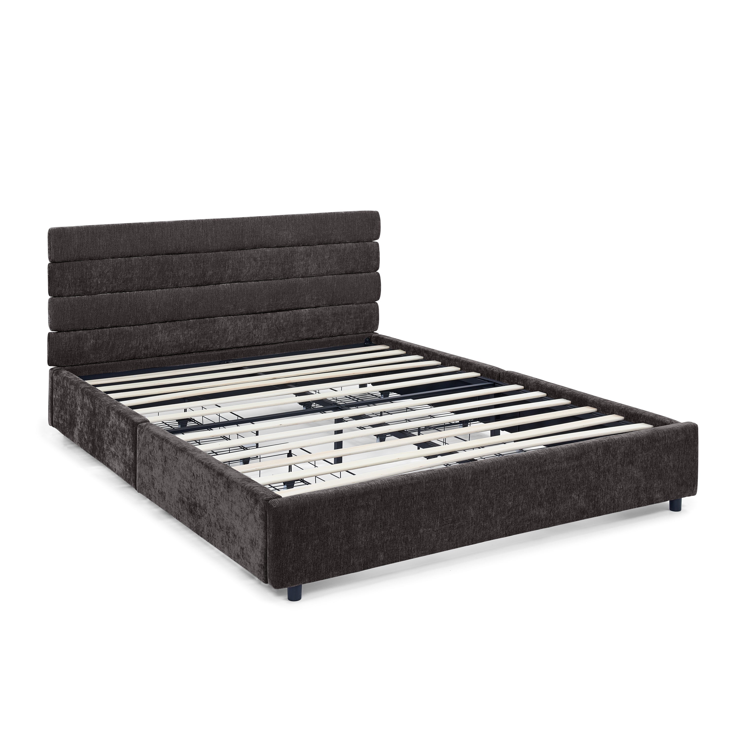 Queen size cushioned bed, comfortable cushioned bed frame, headboard