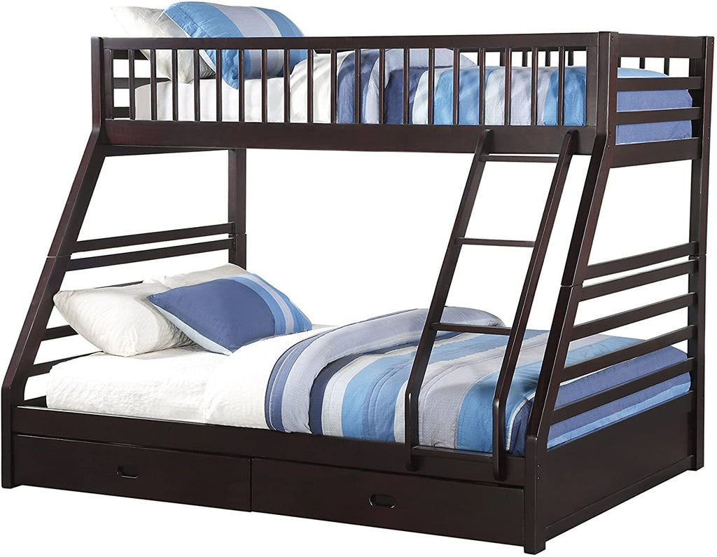 XL Twin/Queen Bunk Bed with Drawers, Espresso
