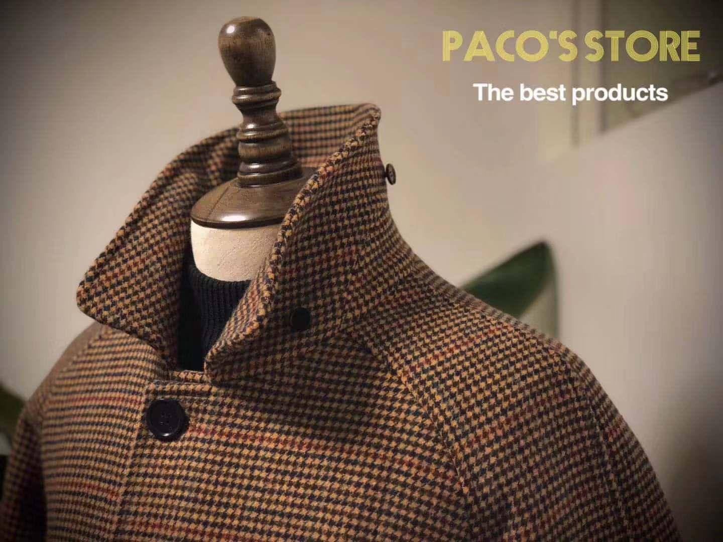 Vintage Gentleman Houndstooth Men's Clothing Woolen Trench Coat