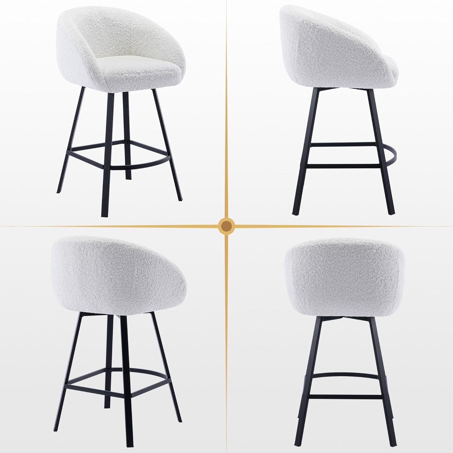 26'' Swivel Counter Stools, Modern Bar Stools for Kitchen Counter,