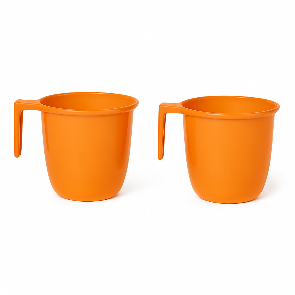 Orange Plastic Measuring Cups – Lightweight Kitchen Tools with Handle