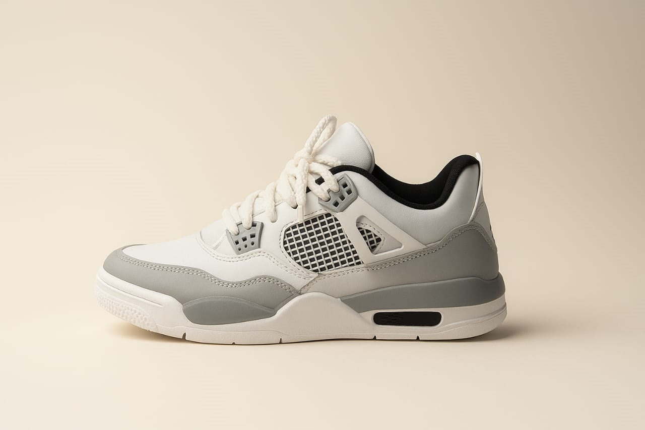 Air Jordan 4 Retro 'White Cement Grey' Basketball Sneaker (SIZE 6 UK)