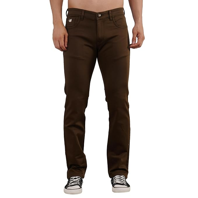 Men's Mid Rise Cotton Denim Jeans (Size-L) (Color-DARK BROWN)