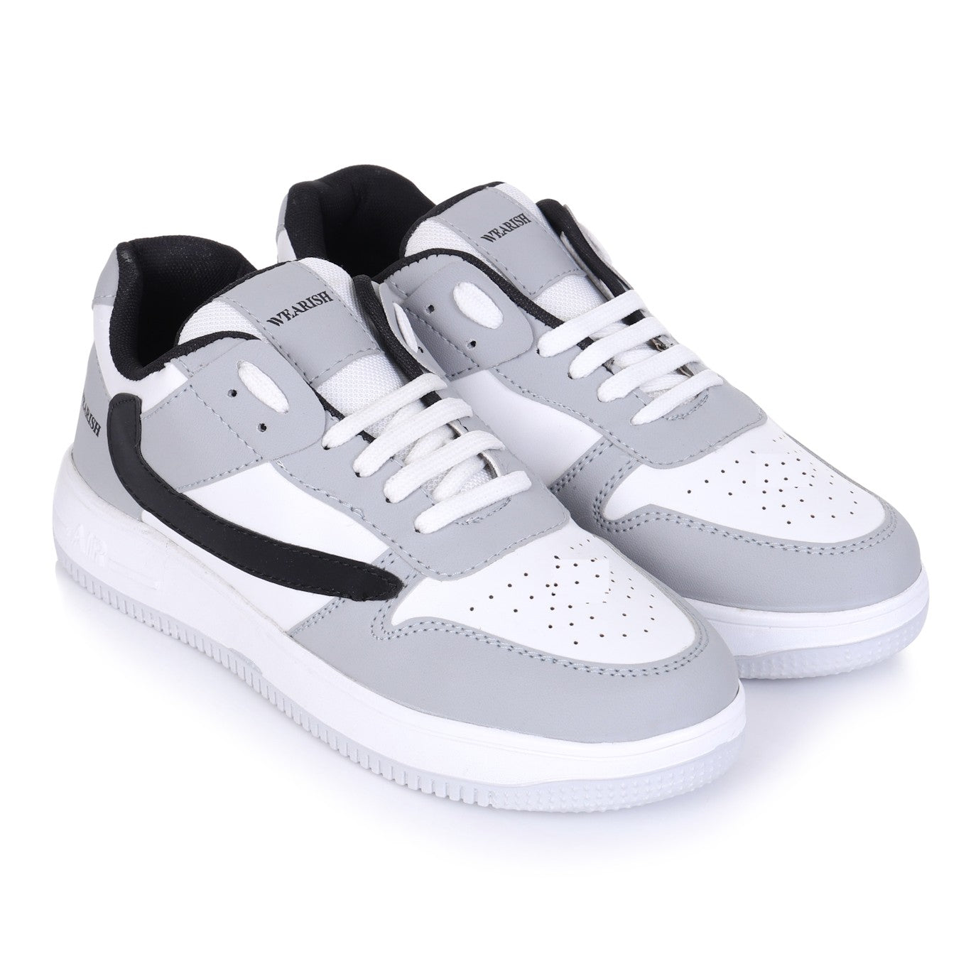 Men Lace Up Running Shoes, White-01 (Size-9 UK)