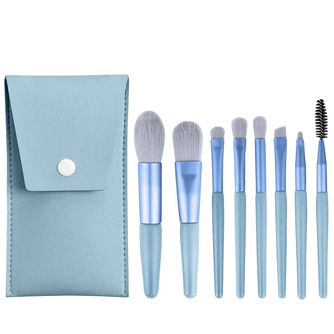 8pcs Premium Kabuki Brush Set Blue