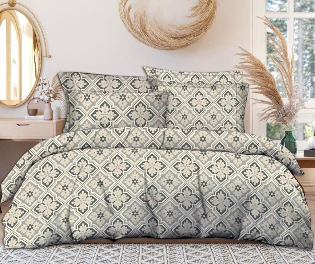 Microfiber Glace Cotton AC Comforter Set King Size Double Bed with 1