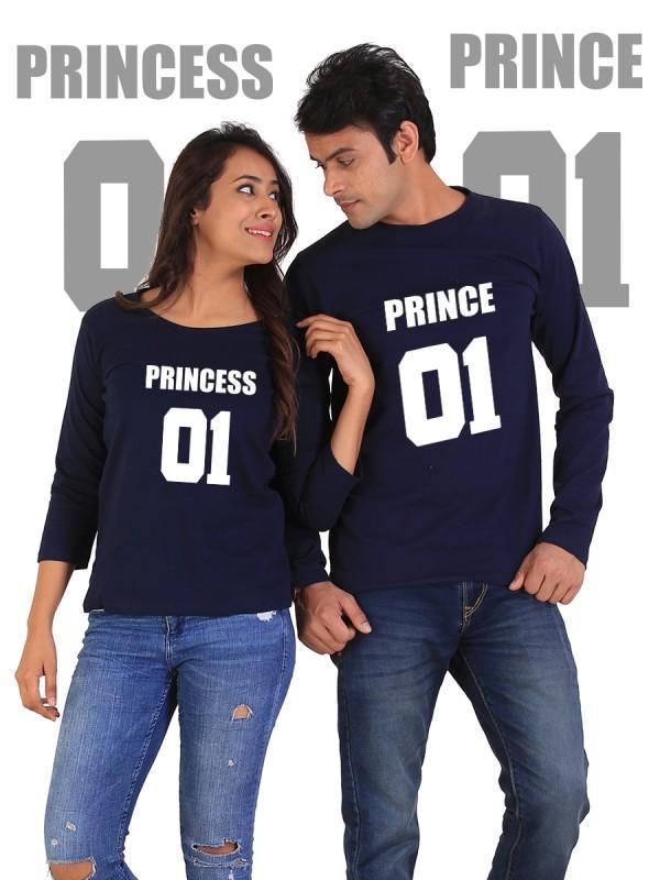 Prince and Princess Couple Full Sleeves Navy