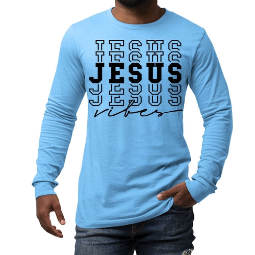 Mens Long Sleeve Graphic T-shirt Jesus Vibes