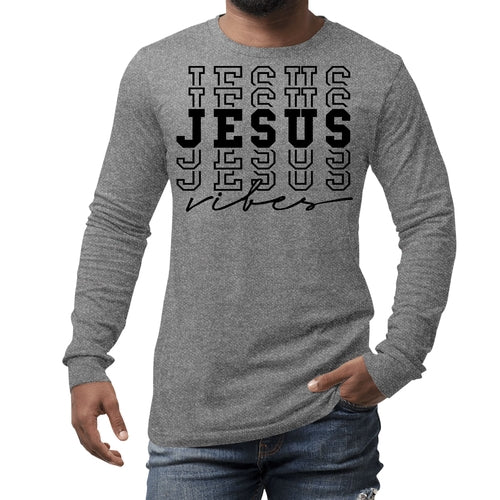 Mens Long Sleeve Graphic T-shirt Jesus Vibes